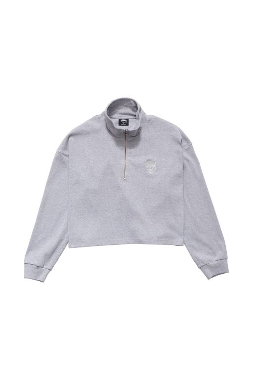 Stussy Womens Copyright Rib 1/4 Zip Sweaters Grey - HFBRY5810